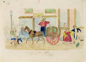 The Beauties of Street Sprinkling, New York City, 1856 (ceruza és WC papíron)